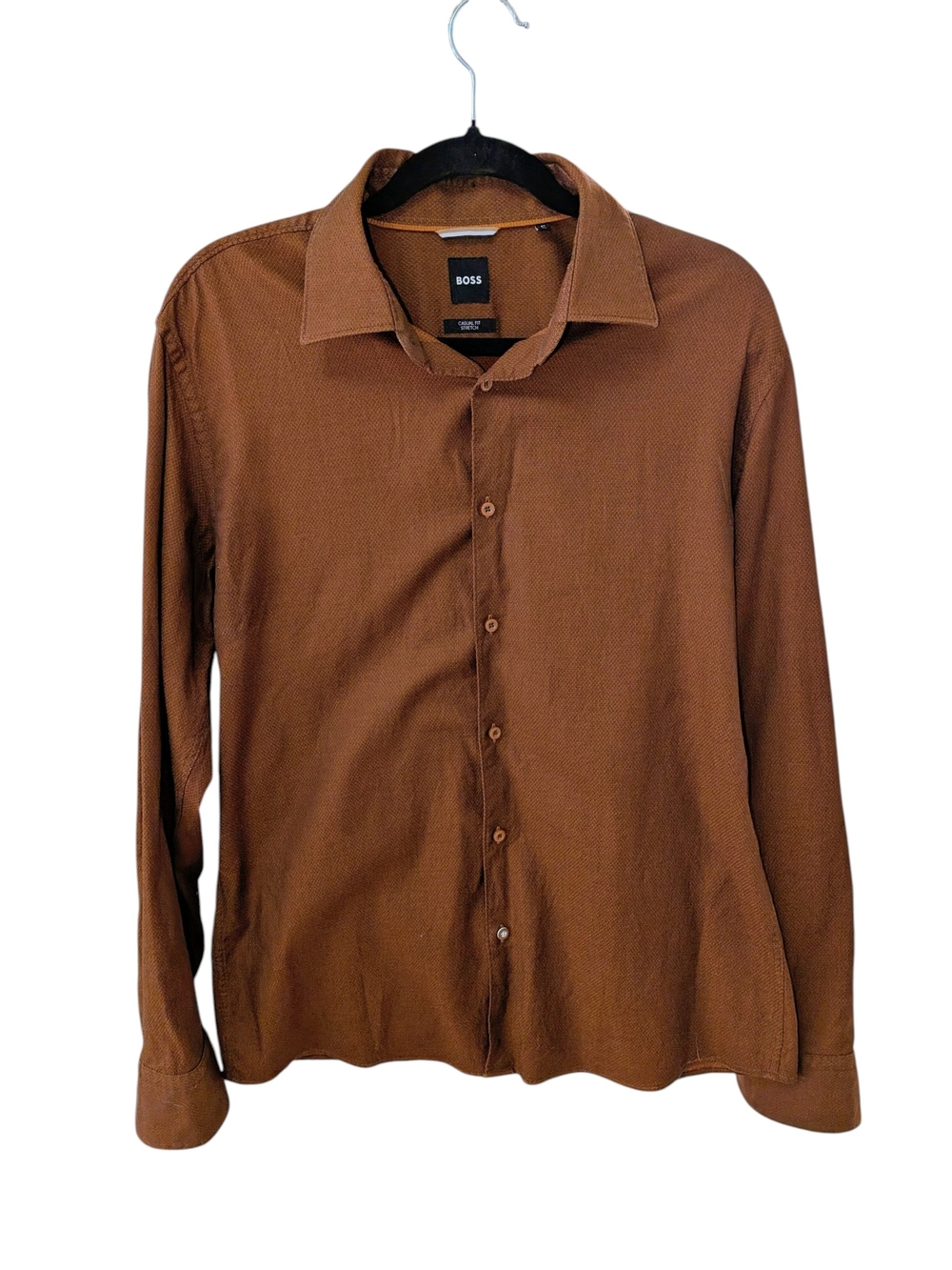 Hugo Boss Men's Brown Long-Sleeve Dress Shirt